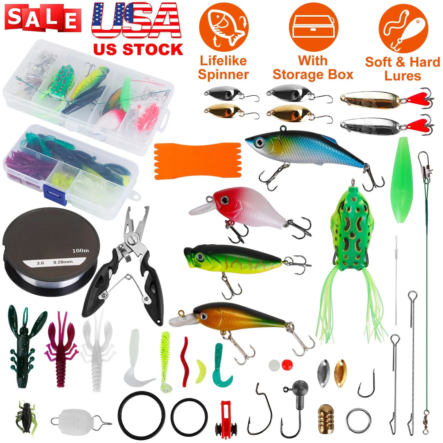 Rottco 383Pcs Fishing Lures Tackle Box