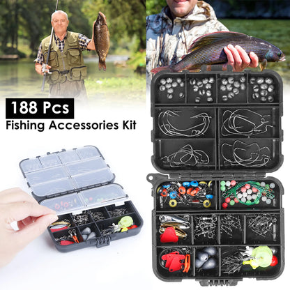 Rottco 188Pcs Fishing Accessory Kit Portable Fishing Set