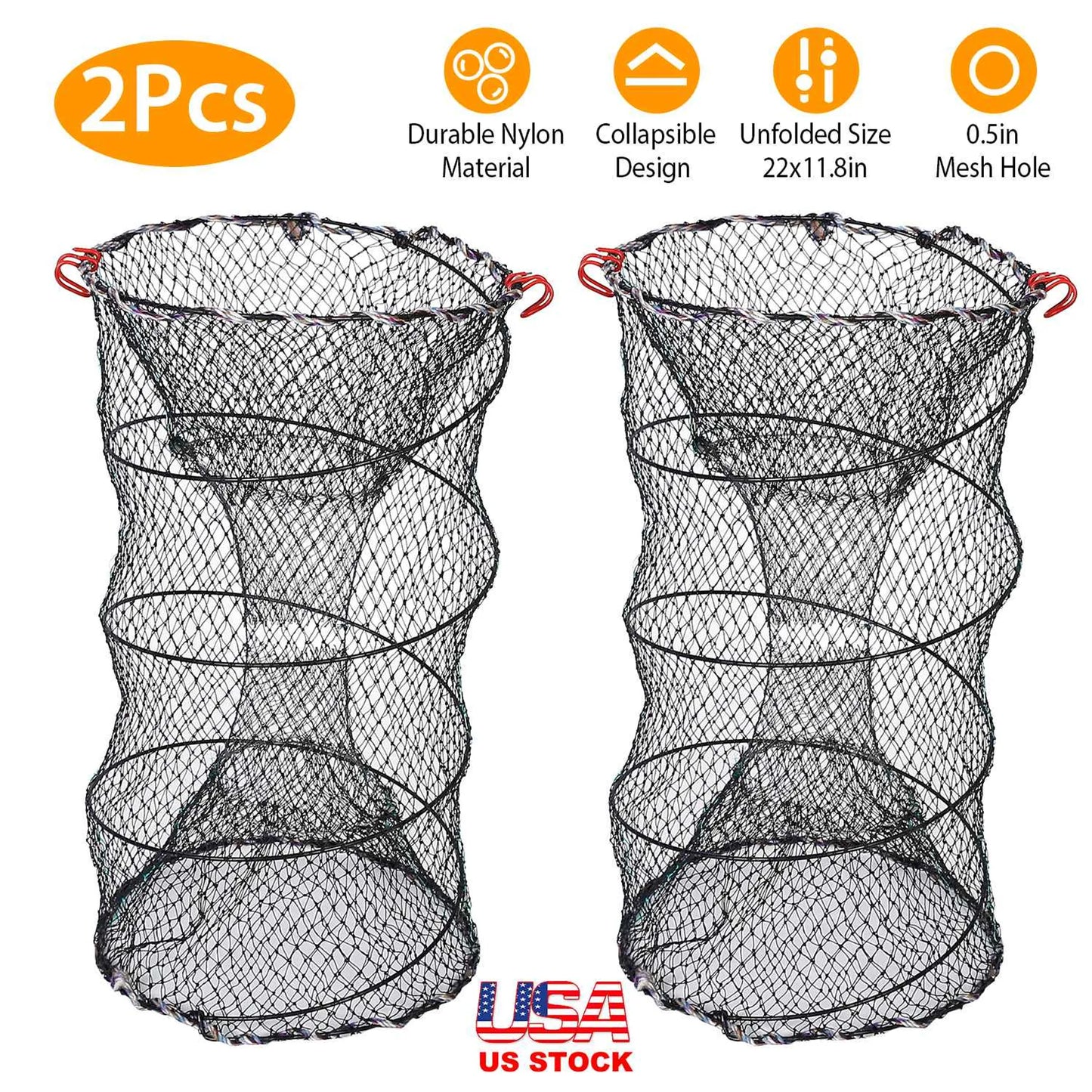 Rottco 2Pcs Crab Trap Bait Nets Shrimp Prawn Crayfish Lobster Bait