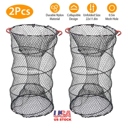 Rottco 2Pcs Crab Trap Bait Nets Shrimp Prawn Crayfish Lobster Bait