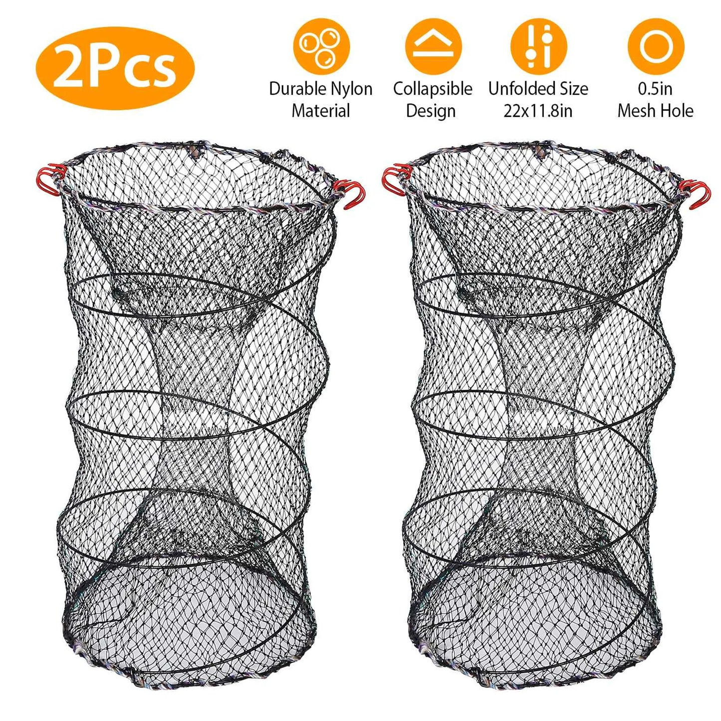 Rottco 2Pcs Crab Trap Bait Nets Shrimp Prawn Crayfish Lobster Bait