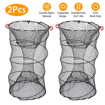 Rottco 2Pcs Crab Trap Bait Nets Shrimp Prawn Crayfish Lobster Bait