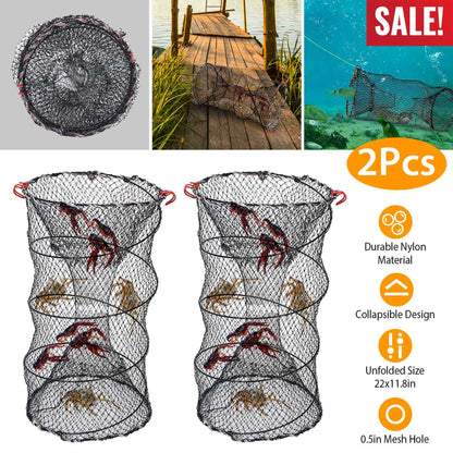 Rottco 2Pcs Crab Trap Bait Nets Shrimp Prawn Crayfish Lobster Bait