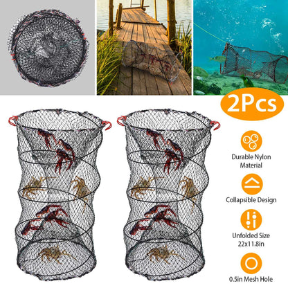 Rottco 2Pcs Crab Trap Bait Nets Shrimp Prawn Crayfish Lobster Bait