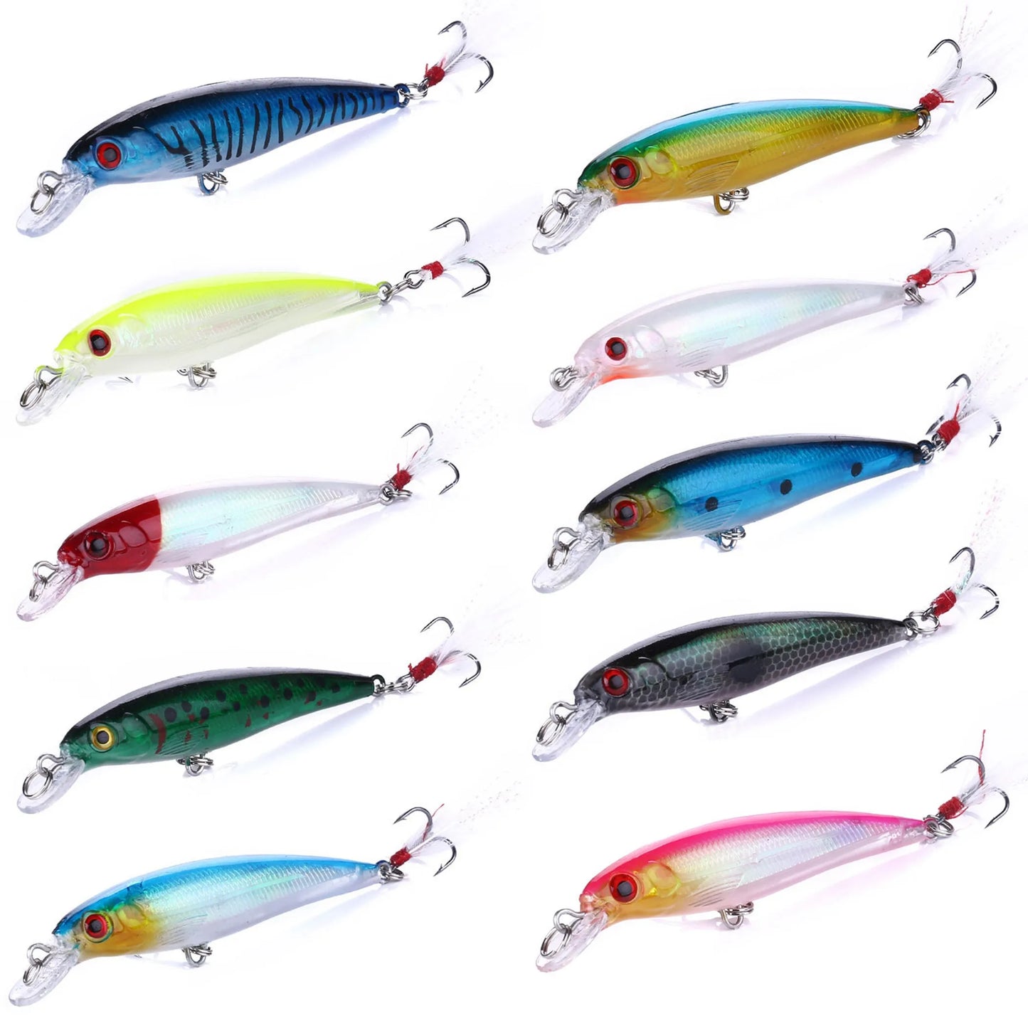 Rottco 10Pcs Fishing Lures Kit Spoon Lures Hard Spinner Baits