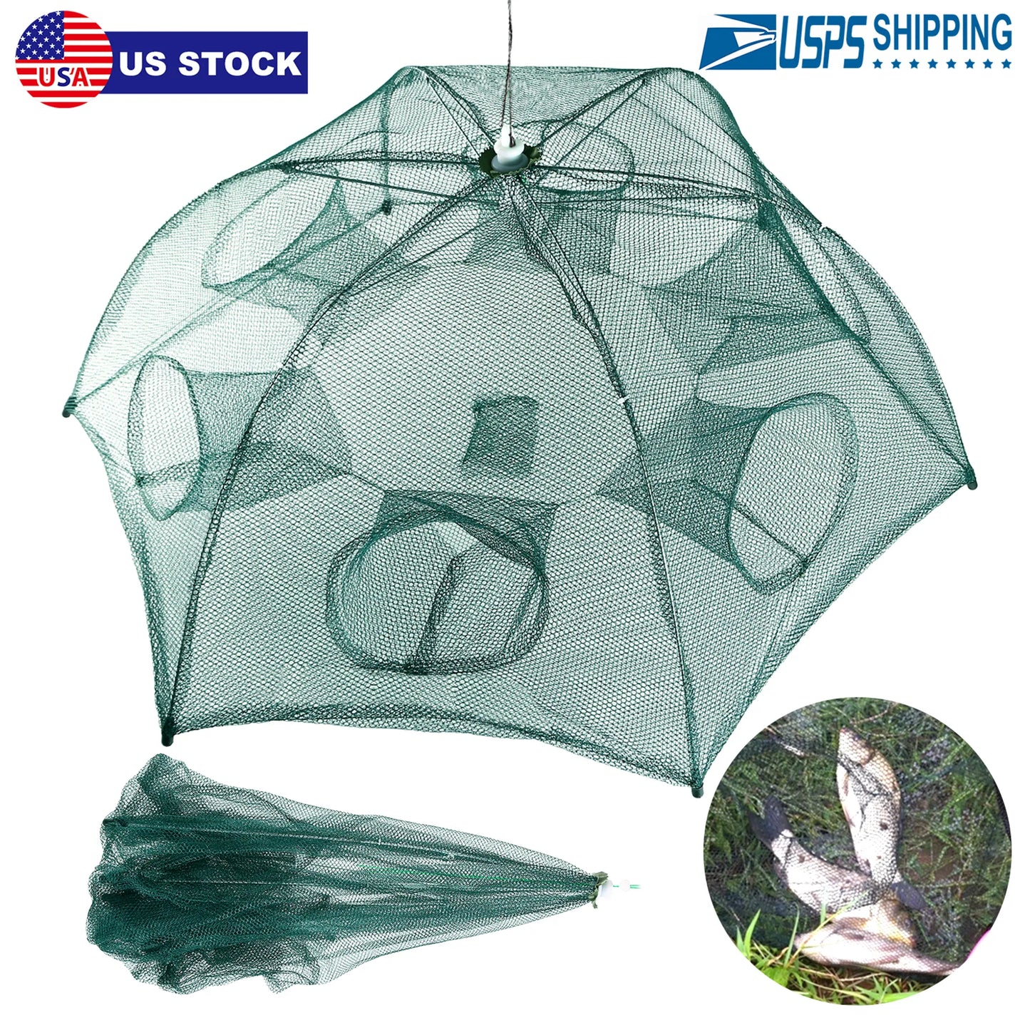 Rottco Fishing Trap Net Portable Folded Fishing Bait Trap
