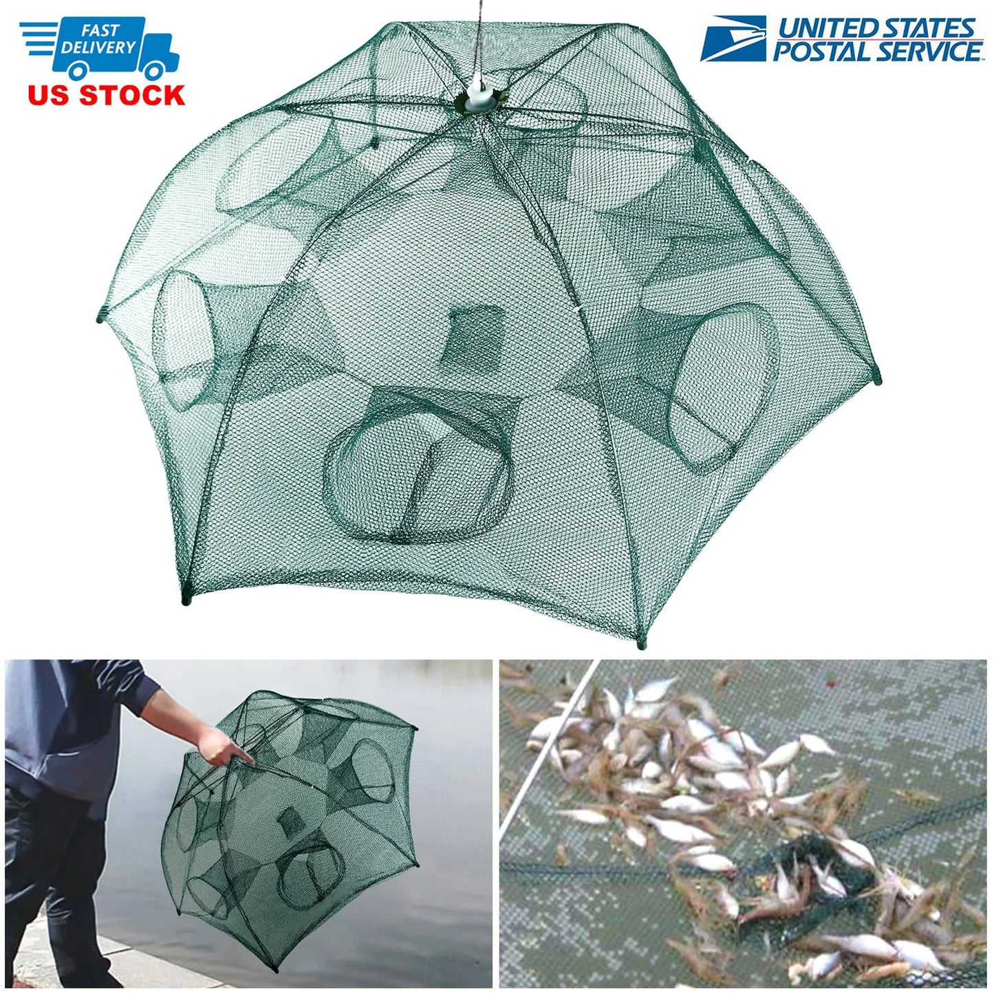 Rottco Fishing Trap Net Portable Folded Fishing Bait Trap