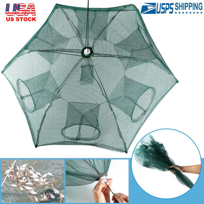 Rottco Fishing Trap Net Portable Folded Fishing Bait Trap