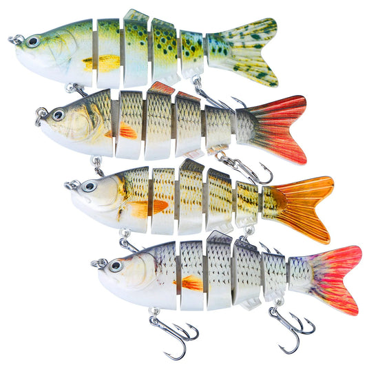 Rottco 4Pcs 10cm/20g Bass Fishing Lure 6 Segment Multi