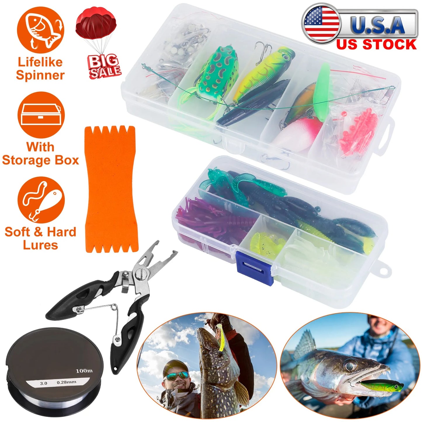 Rottco 383Pcs Fishing Lures Tackle Box