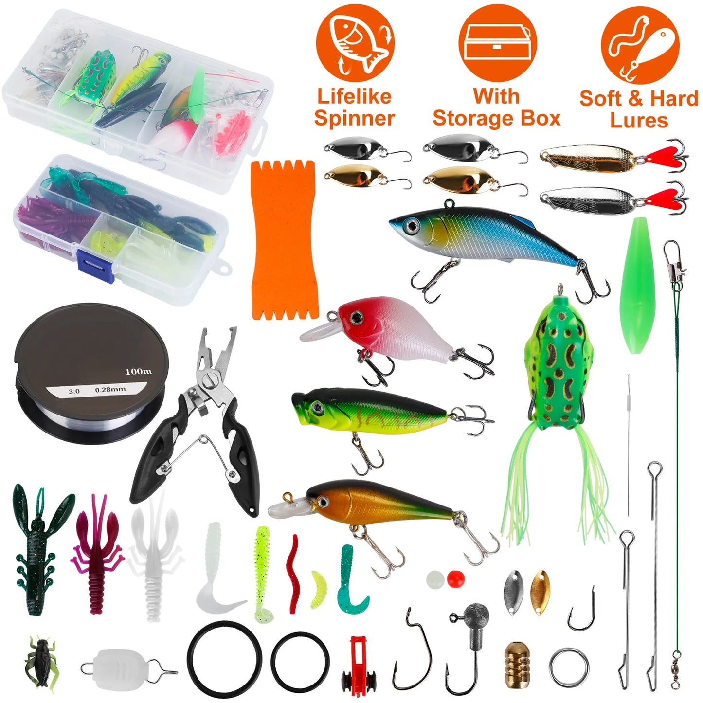 Rottco 383Pcs Fishing Lures Tackle Box