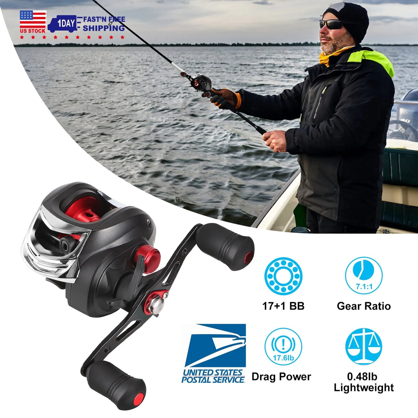 Rottco Baitcasting Fishing Reel 17.5lbs Max